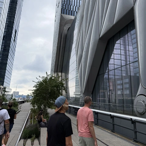Colleagues walking the High Line in New York