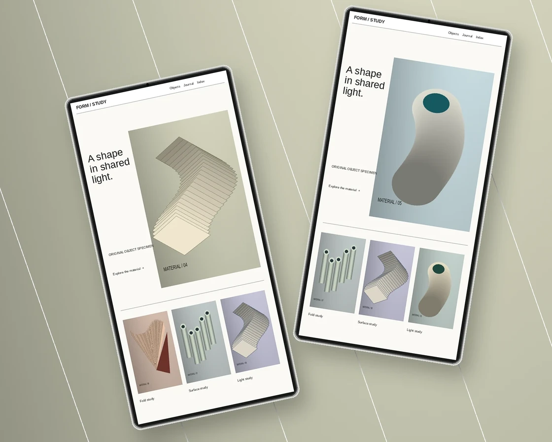Two tablets showing page layouts side by side